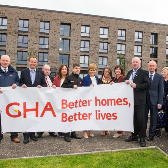 First Minister Nicola Sturgeon at GHA Ibrox new-builds